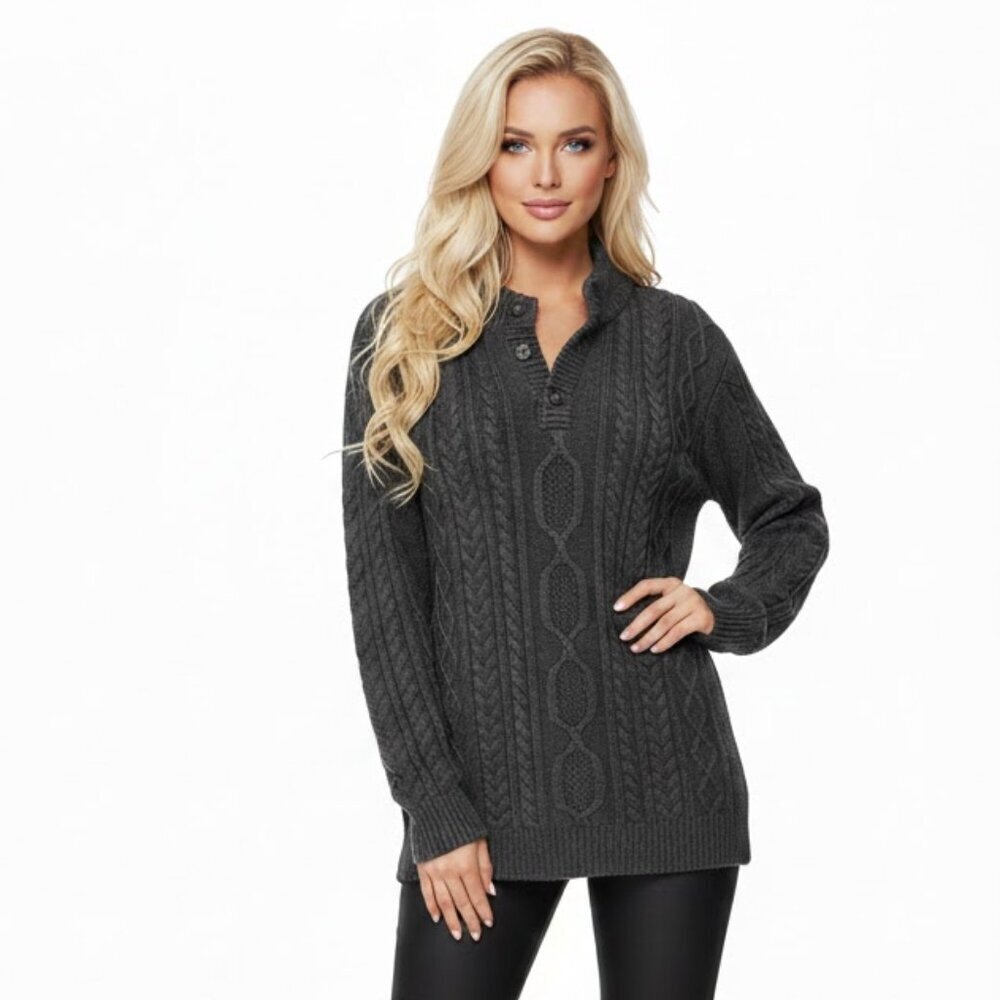 Gray Cable Knit Sweater